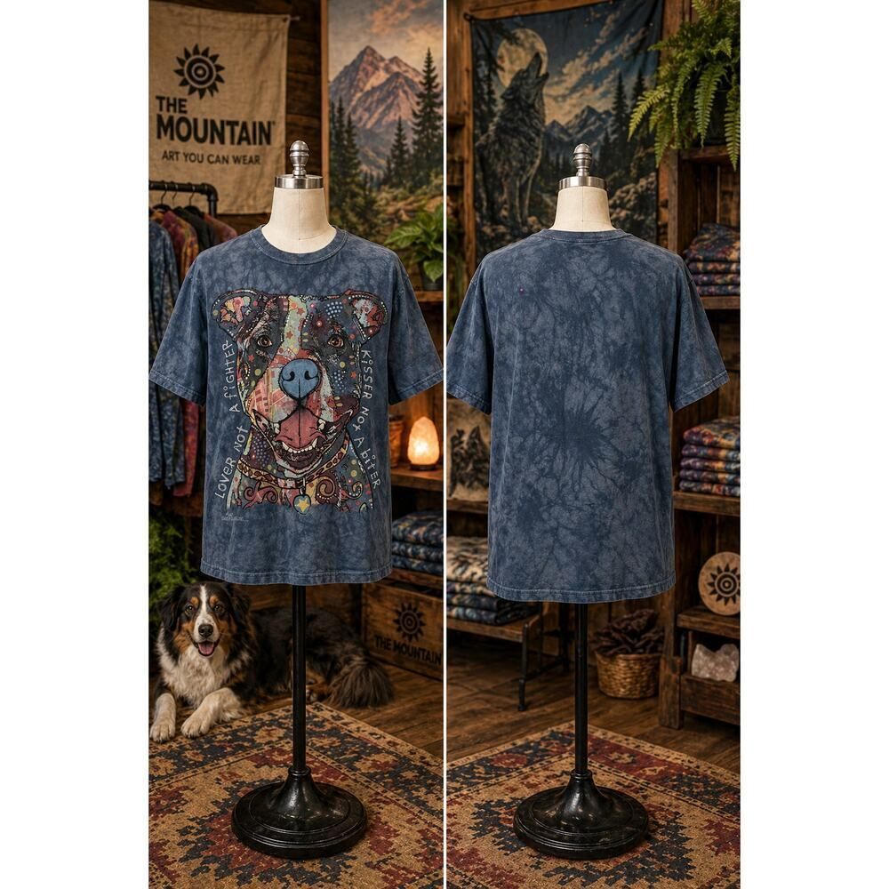 The Mountain Dog Graphic Tee Tie Dye Blue Vintage Style Unisex M